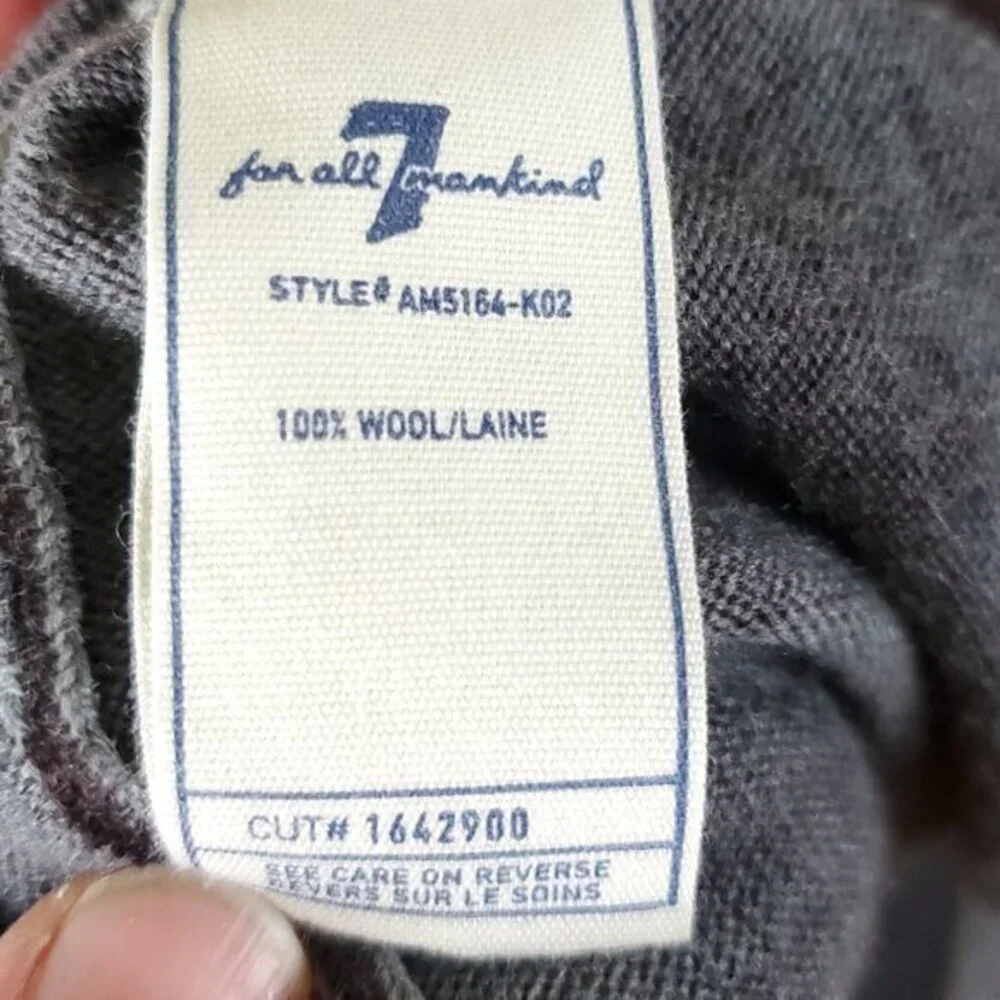 Men's 7 For All Mankind 100% Wool Distressed/Burnout Effect Fine Knit Sweater S